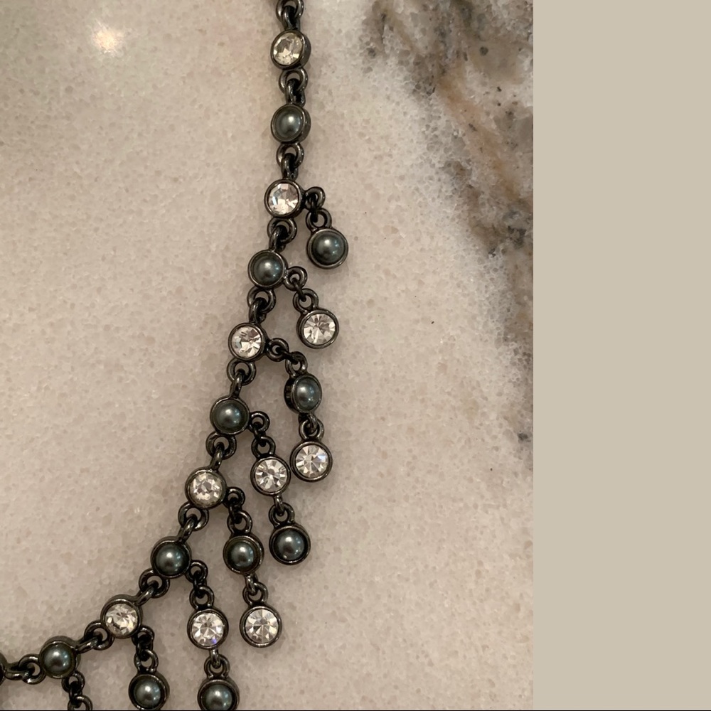 Dangly Diamond Collar Necklace — Adjustable Chain - Picture 3 of 7
